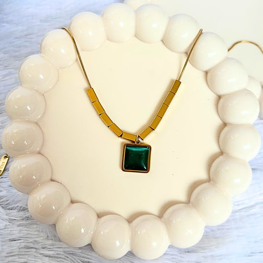 Green Square Necklace